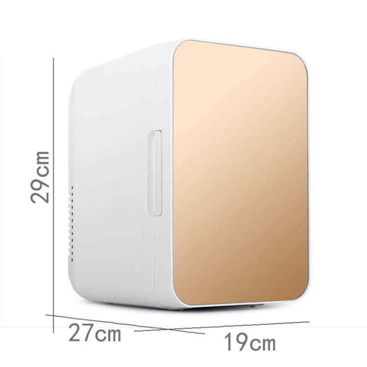 8L 37-48W Tempered Glass Panel Car / Home Mini Refrigerator US Plug(Gold) - Refrigerators by PMC TechLife | Online Shopping South Africa | PMC TechLife | Buy Now Pay Later Mobicred