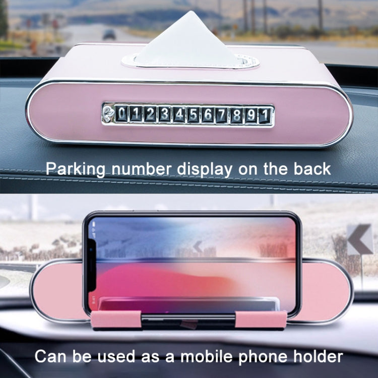 Car Dashboard Diamond Paper Towel Box with Temporary Parking Phone Number Card & Phone Holder(Black) - Tissue Boxes by PMC Jewellery | Online Shopping South Africa | PMC Jewellery | Buy Now Pay Later Mobicred