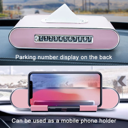 Car Dashboard Diamond Paper Towel Box with Temporary Parking Phone Number Card & Phone Holder(Black) - Tissue Boxes by PMC Jewellery | Online Shopping South Africa | PMC Jewellery | Buy Now Pay Later Mobicred