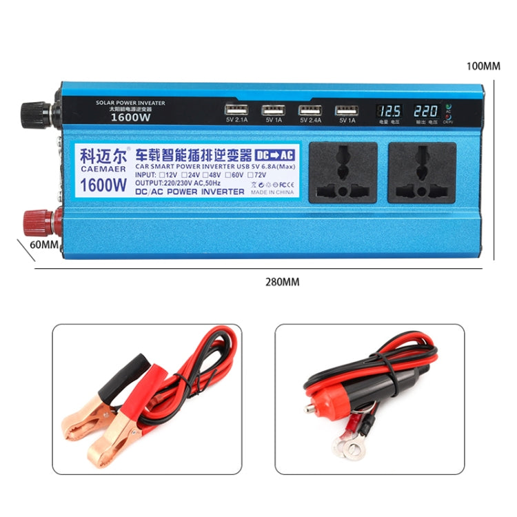 Carmaer 12V to 220V 1600W Three Socket Car Double Digital Display Inverter Household Power Converter - free shipping - PMC TechLife - Order now!
