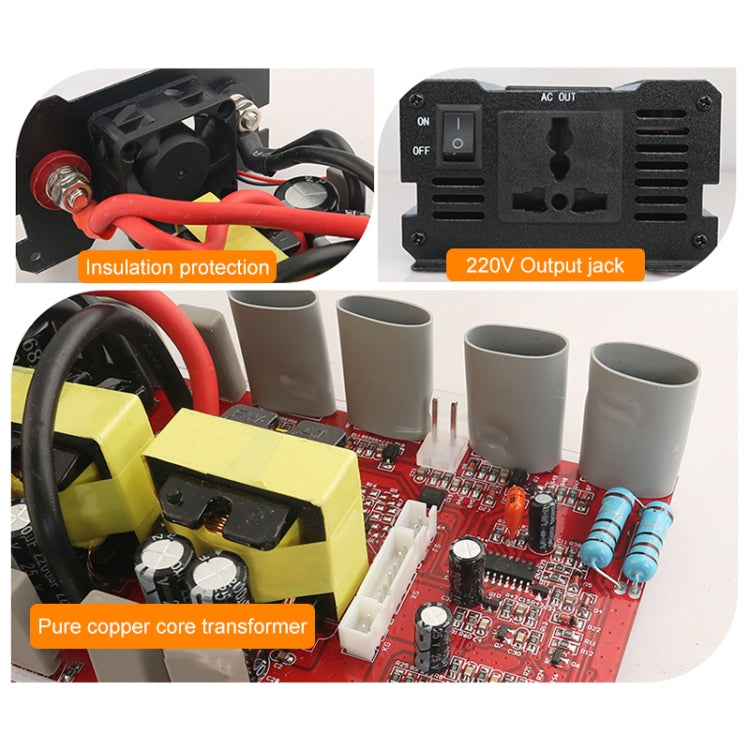 Carmaer 60V to 220V 1600W Three Socket Car Double Digital Display Inverter Household Power Converter - Modified Square Wave by PMC TechLife | Online Shopping South Africa | PMC TechLife | Buy Now Pay Later Mobicred
