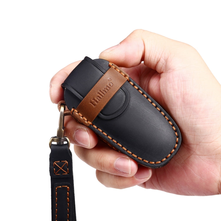 Hallmo Car Cowhide Leather Key Protective Cover Key Case for Hyundai 5-button(Black) - Car Key Cases by Hallmo | Online Shopping South Africa | PMC TechLife | Buy Now Pay Later Mobicred