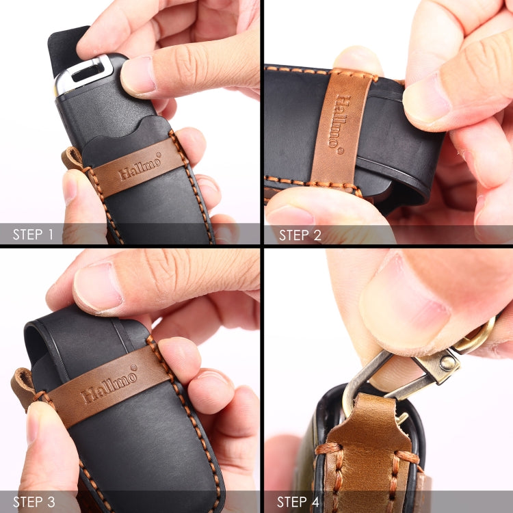 Hallmo Car Cowhide Leather Key Protective Cover Key Case for Hyundai 7-button(Black) - free shipping - PMC TechLife - Order now!