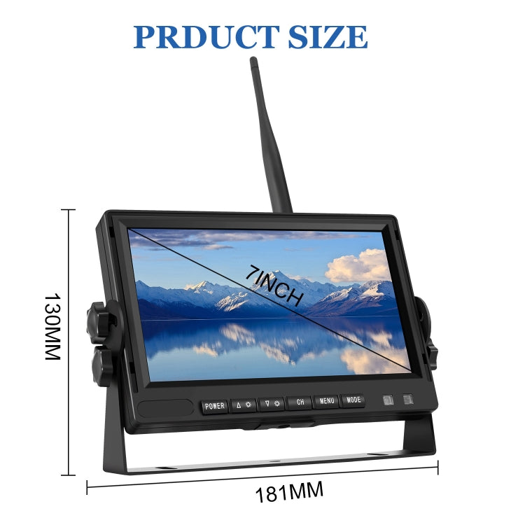 PZ710-W 7 inch Car Digital Wireless Rear-view Split-screen Monitor Dual Record - Rearview Monitors by PMC TechLife | Online Shopping South Africa | PMC TechLife | Buy Now Pay Later Mobicred