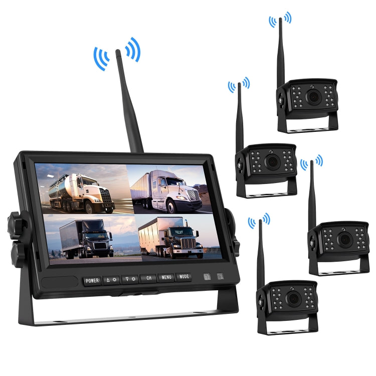 7 inch Car Digital Wireless Rear-view Split-screen Monitor Four Record - Rearview Monitors by PMC TechLife | Online Shopping South Africa | PMC TechLife | Buy Now Pay Later Mobicred