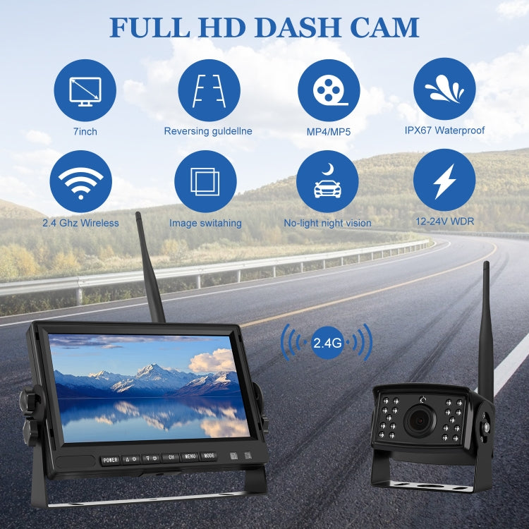 7 inch Car Digital Wireless Rear-view Split-screen Monitor Four Record - Rearview Monitors by PMC TechLife | Online Shopping South Africa | PMC TechLife | Buy Now Pay Later Mobicred