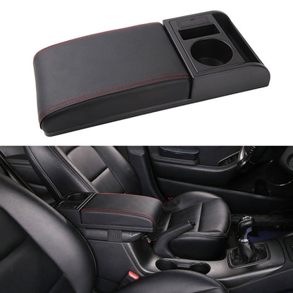 Car Multi-functional Dual USB Armrest Box Booster Pad, Microfiber Leather Straight Type (Black Red) - Seat Accessories by PMC Jewellery | Online Shopping South Africa | PMC Jewellery | Buy Now Pay Later Mobicred