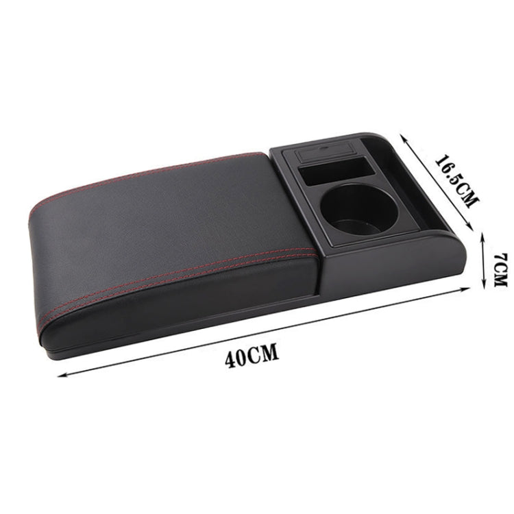 Car Multi-functional Dual USB Armrest Box Booster Pad, Microfiber Leather Straight Type (Black Red) - Seat Accessories by PMC Jewellery | Online Shopping South Africa | PMC Jewellery | Buy Now Pay Later Mobicred