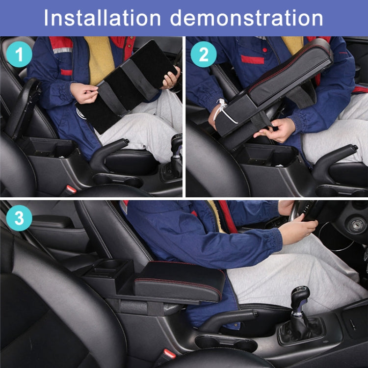 Car Multi-functional Dual USB Armrest Box Booster Pad, Carbon Fiber Leather Curved Type (Black Red) - Seat Accessories by PMC TechLife | Online Shopping South Africa | PMC TechLife | Buy Now Pay Later Mobicred