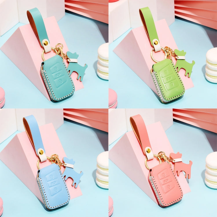 Hallmo Car Female Style Cowhide Leather Key Protective Cover for Volkswagen, A Type(Sky Blue) - free shipping - PMC TechLife - Order now!