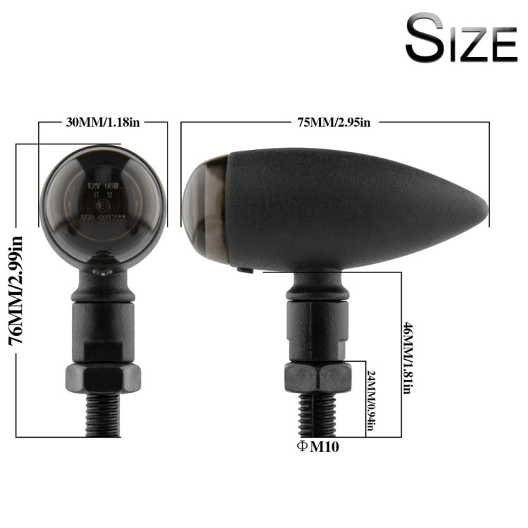 2 PCS KC805 Motorcycle Retro Metal Turn Signal Light (Transparent Black) - Turn Signal by PMC TechLife | Online Shopping South Africa | PMC TechLife | Buy Now Pay Later Mobicred