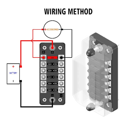 ZH-978A1 FB1901 1 In 6 Out 6 Ways Independent Positive Negative Fuse Box with 12 Fuses for Auto Car Truck Boat - Fuse by PMC Jewellery | Online Shopping South Africa | PMC Jewellery | Buy Now Pay Later Mobicred