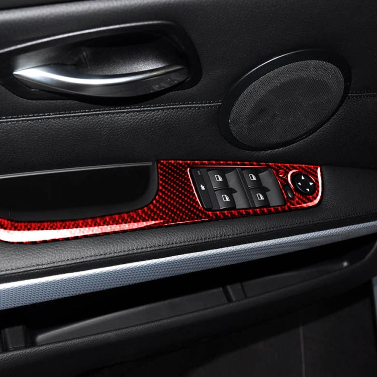 5 PCS Set For BMW 3 Series E90 Carbon Fiber Car Left Drive Window Lift Panel Decorative Sticker, Diameter: 35.8cm (Red) - Car Interior Mouldings by PMC TechLife | Online Shopping South Africa | PMC TechLife | Buy Now Pay Later Mobicred