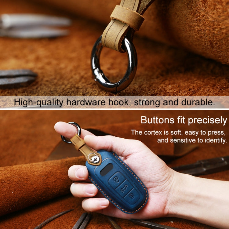For Audi Series Car Cowhide Leather Key Protective Cover Key Case, A Version 2016-2017 (Blue) - Car Key Cases by PMC Jewellery | Online Shopping South Africa | PMC Jewellery | Buy Now Pay Later Mobicred