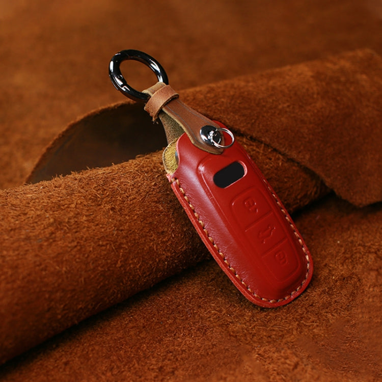 For Audi Series Car Cowhide Leather Key Protective Cover Key Case, C Version 2018 and Above (Red) - Car Key Cases by PMC Jewellery | Online Shopping South Africa | PMC Jewellery | Buy Now Pay Later Mobicred