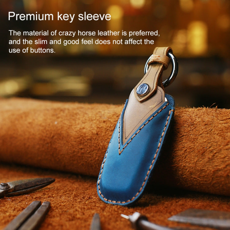 For Audi Series Car Cowhide Leather Key Protective Cover Key Case, C Version 2018 and Above (Red) - Car Key Cases by PMC Jewellery | Online Shopping South Africa | PMC Jewellery | Buy Now Pay Later Mobicred