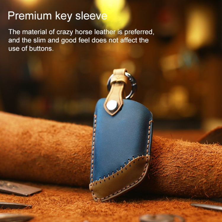 For BMW Blade Style Car Cowhide Leather Key Protective Cover Key Case, Three Keys Version (Brown) - Car Key Cases by PMC Jewellery | Online Shopping South Africa | PMC Jewellery | Buy Now Pay Later Mobicred