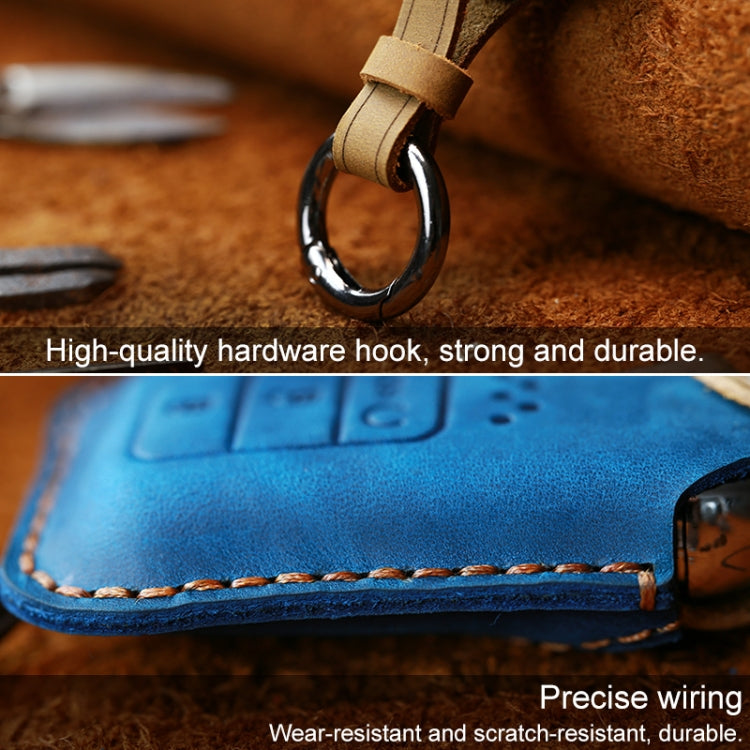 For Honda Car Cowhide Leather Key Protective Cover Key Case, Three Keys Tailgate Version (Brown) - Car Key Cases by PMC Jewellery | Online Shopping South Africa | PMC Jewellery | Buy Now Pay Later Mobicred