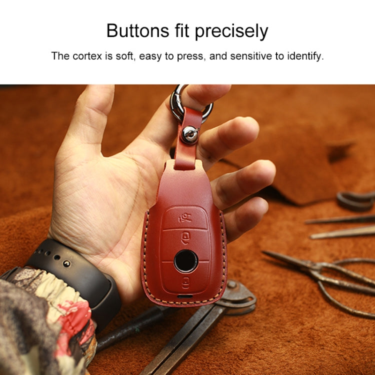 For Mercedes-Benz Colorful Edge Style Car Cowhide Leather Key Protective Cover Key Case (Blue) - Car Key Cases by PMC TechLife | Online Shopping South Africa | PMC TechLife | Buy Now Pay Later Mobicred