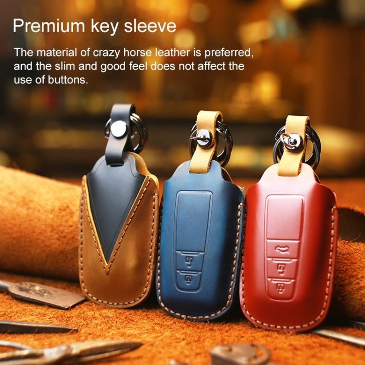 For Toyota Car Cowhide Leather Key Protective Cover Key Case, Two Keys Version(Blue) - free shipping - PMC Jewellery - Order now!