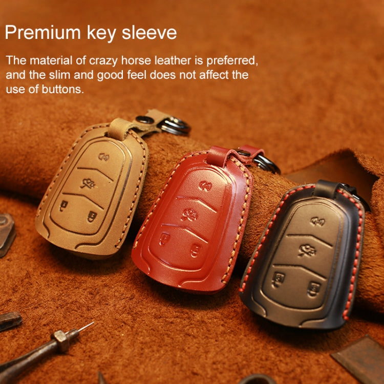 For Cadillac Car Cowhide Leather Key Protective Cover Key Case, Four Keys Version (Black) - Car Key Cases by PMC Jewellery | Online Shopping South Africa | PMC Jewellery | Buy Now Pay Later Mobicred