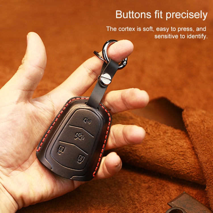 For Cadillac Car Cowhide Leather Key Protective Cover Key Case, Four Keys Version (Red) - Car Key Cases by PMC Jewellery | Online Shopping South Africa | PMC Jewellery | Buy Now Pay Later Mobicred
