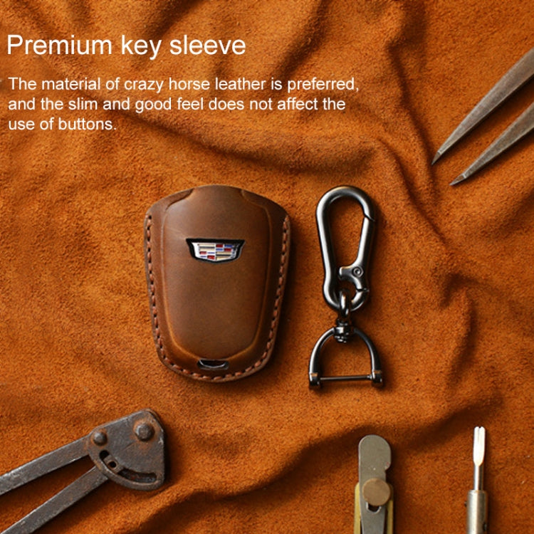 For Cadillac Car Cowhide Leather Key Protective Cover Key Case, Five Keys Version (Black) - free shipping - PMC Jewellery - Order now!