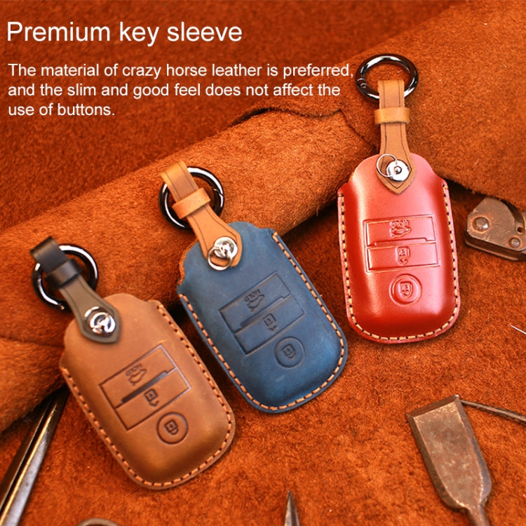 For Kia Old Style Car Cowhide Leather Key Protective Cover Key Case (Red) - Car Key Cases by PMC Jewellery | Online Shopping South Africa | PMC Jewellery | Buy Now Pay Later Mobicred