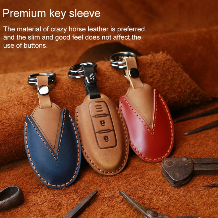 For Nissan Car Cowhide Leather Key Protective Cover Key Case, Three Keys Tailgate Version (Red) - Car Key Cases by PMC Jewellery | Online Shopping South Africa | PMC Jewellery | Buy Now Pay Later Mobicred
