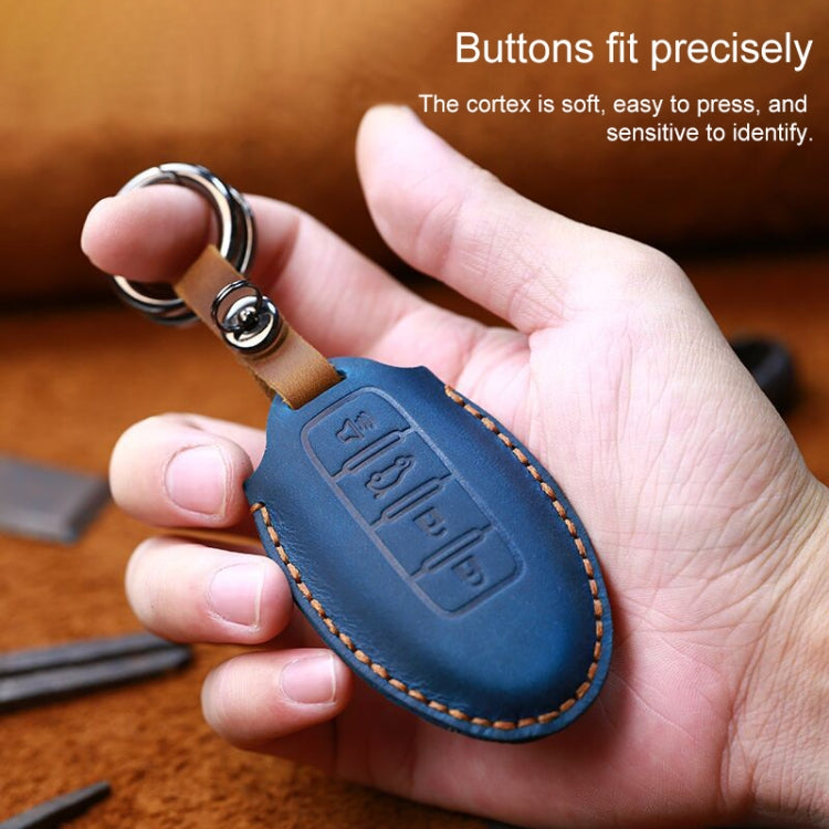 For Nissan Car Cowhide Leather Key Protective Cover Key Case, Four Keys Version (Blue) - Car Key Cases by PMC Jewellery | Online Shopping South Africa | PMC Jewellery | Buy Now Pay Later Mobicred