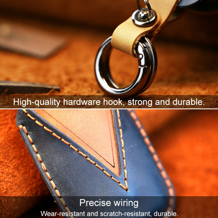 For Ford Car Cowhide Leather Key Protective Cover Key Case, Four Keys Version (Blue) - Car Key Cases by PMC Jewellery | Online Shopping South Africa | PMC Jewellery | Buy Now Pay Later Mobicred
