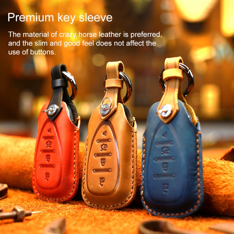 For Chevrolet Car Cowhide Leather Key Protective Cover Key Case, Three Keys Version (Blue) - Car Key Cases by PMC Jewellery | Online Shopping South Africa | PMC Jewellery | Buy Now Pay Later Mobicred