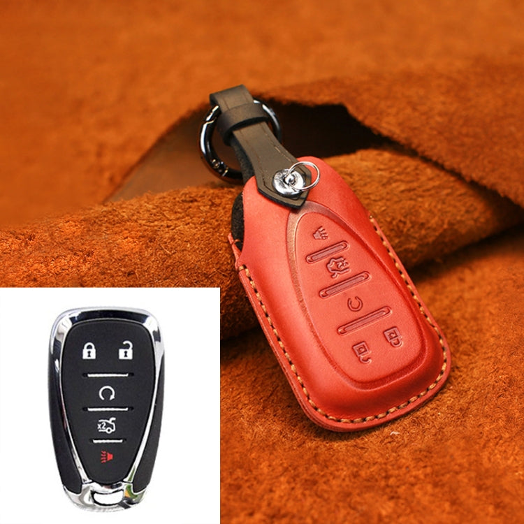 For Chevrolet Car Cowhide Leather Key Protective Cover Key Case, Five Keys Version (Red) - Car Key Cases by PMC Jewellery | Online Shopping South Africa | PMC Jewellery | Buy Now Pay Later Mobicred