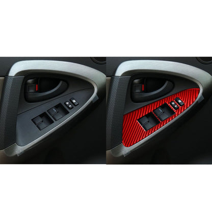Car Carbon Fiber Window Glass Lift Panel Decorative Sticker for Toyota RAV4 2006-2013, Left Drive (Red) - Car Interior Mouldings by PMC Jewellery | Online Shopping South Africa | PMC Jewellery | Buy Now Pay Later Mobicred