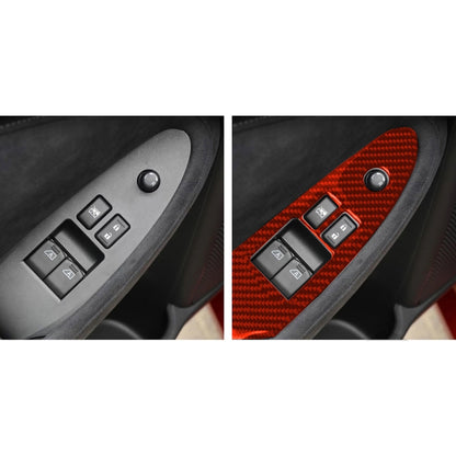 2 in 1 Car Carbon Fiber Window Lift Panel Decorative Sticker for Nissan 370Z / Z34 2009-, Left Drive Low-configured (Red) - Car Interior Mouldings by PMC Jewellery | Online Shopping South Africa | PMC Jewellery | Buy Now Pay Later Mobicred