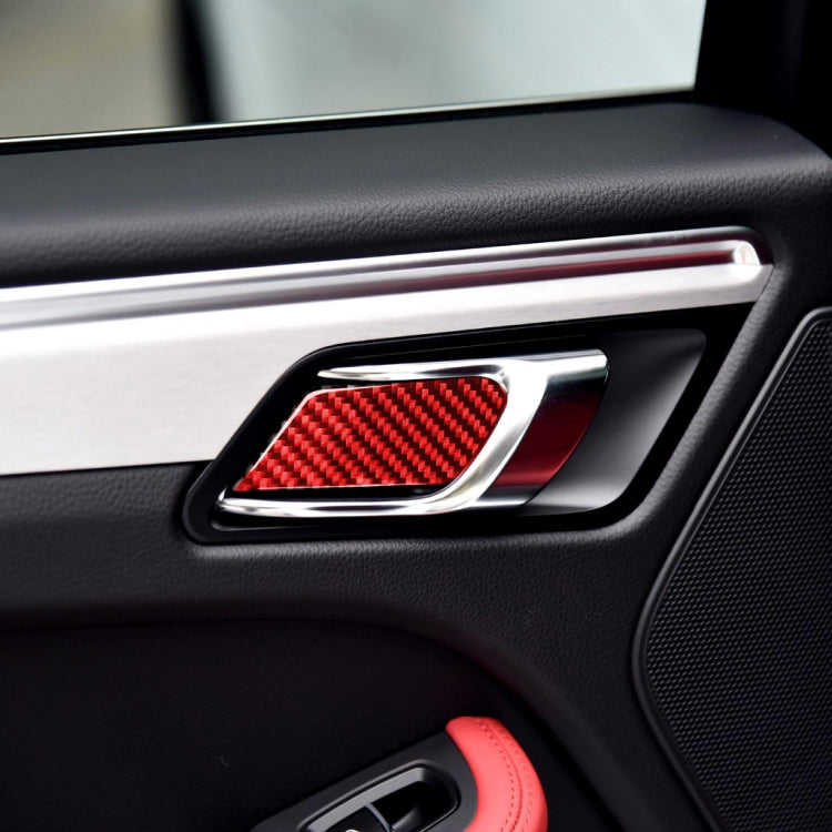 Car Carbon Fiber Inner Door Bowl Panel Decorative Sticker for Porsche Macan 2014-2021, Left and Right Drive Universal (Red) - Car Interior Mouldings by PMC Jewellery | Online Shopping South Africa | PMC Jewellery | Buy Now Pay Later Mobicred