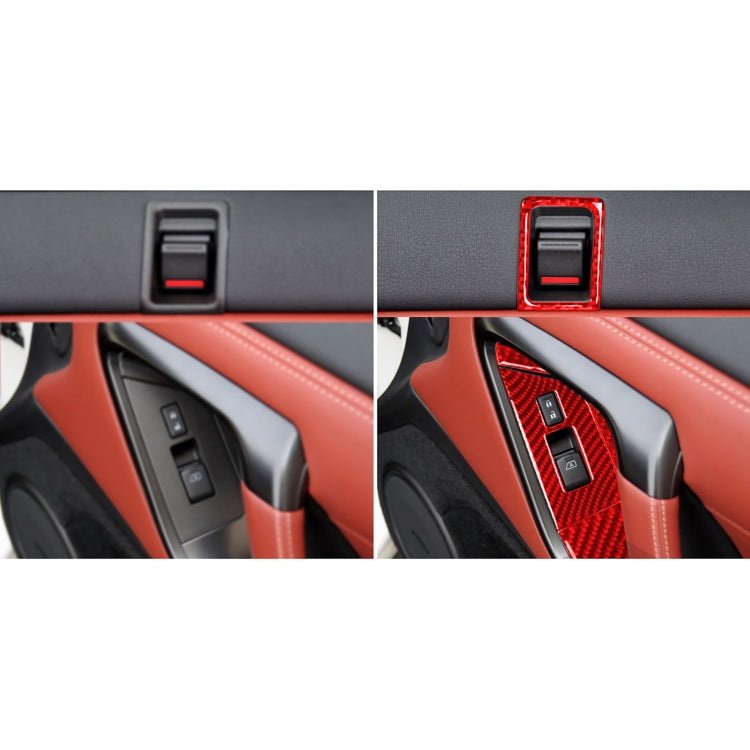 6 PCS / Set Carbon Fiber Car Window Lift Button Door Lock Decorative Sticker for Nissan GTR R35 2008-2016, Left Driving (Red) - Car Interior Mouldings by PMC Jewellery | Online Shopping South Africa | PMC Jewellery | Buy Now Pay Later Mobicred