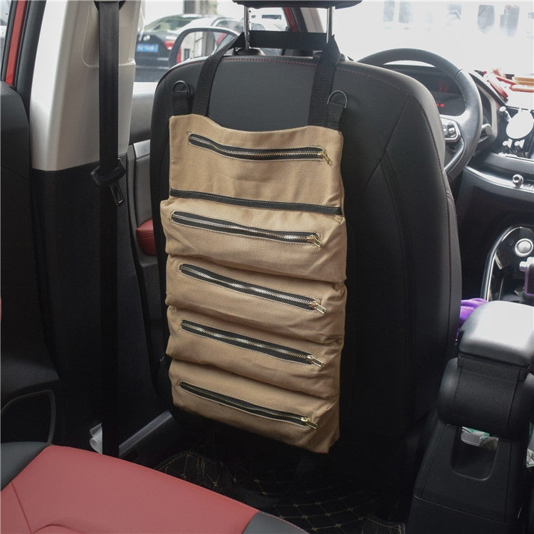 Car Auto Multi-function Canvas Storage Bag Portable Tool Bag Hanging Pocket Bag (Khaki) - Seat Accessories by PMC TechLife | Online Shopping South Africa | PMC TechLife | Buy Now Pay Later Mobicred