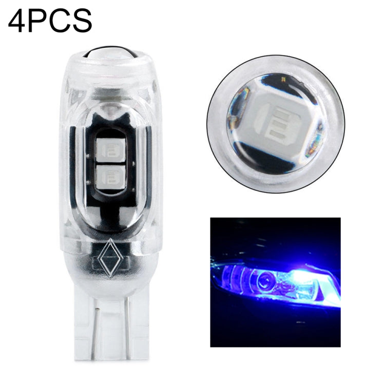 4pcs T10 DC12V /  0.84W / 0.07A / 150LM Car Clearance Light 5LEDs SMD-3030 Lamp Beads with lens (Blue Light) - Clearance Lights by PMC Jewellery | Online Shopping South Africa | PMC Jewellery | Buy Now Pay Later Mobicred