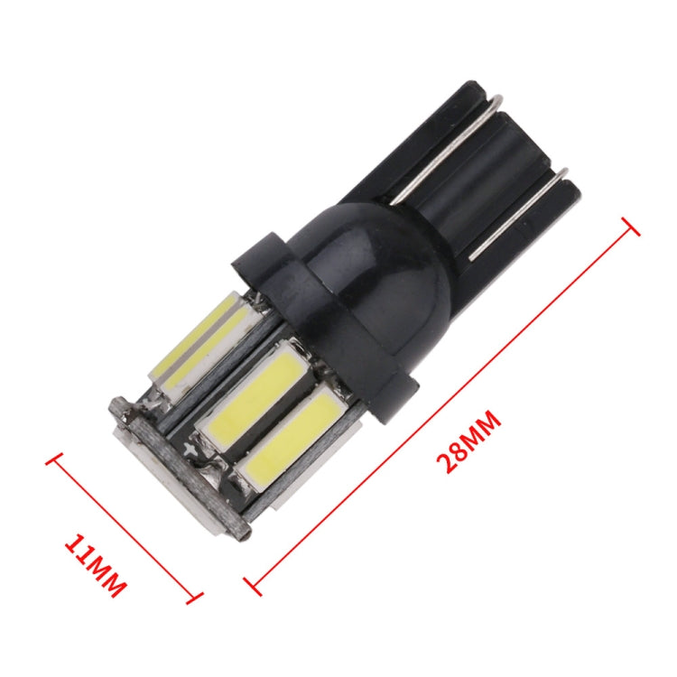 10pcs T10 DC12V / 0.96W / 0.08A Car Clearance Light 10LEDs SMD-7020 Lamp Beads (White Light) - Clearance Lights by PMC TechLife | Online Shopping South Africa | PMC TechLife | Buy Now Pay Later Mobicred