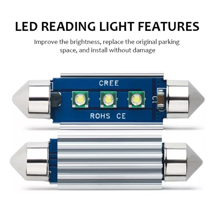 2pcs 36mm IC12V /  2.76W / 0.23A / 300LM 3LEDs SMD Car Reading Lamp Dome Light - Dome Lights by PMC TechLife | Online Shopping South Africa | PMC TechLife | Buy Now Pay Later Mobicred