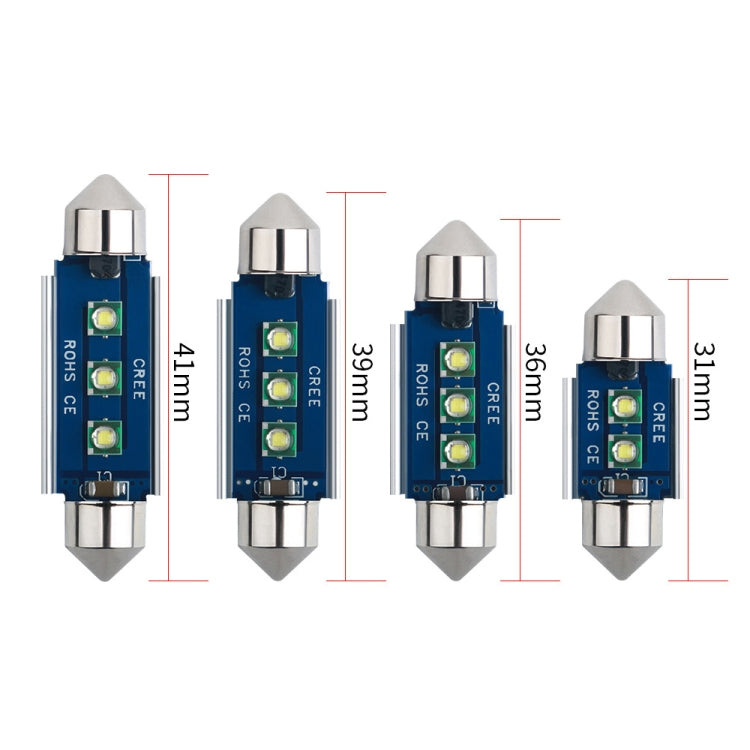 2pcs 41mm IC12V /  2.76W / 0.23A / 300LM 3LEDs SMD Car Reading Lamp Dome Light - Dome Lights by PMC TechLife | Online Shopping South Africa | PMC TechLife | Buy Now Pay Later Mobicred