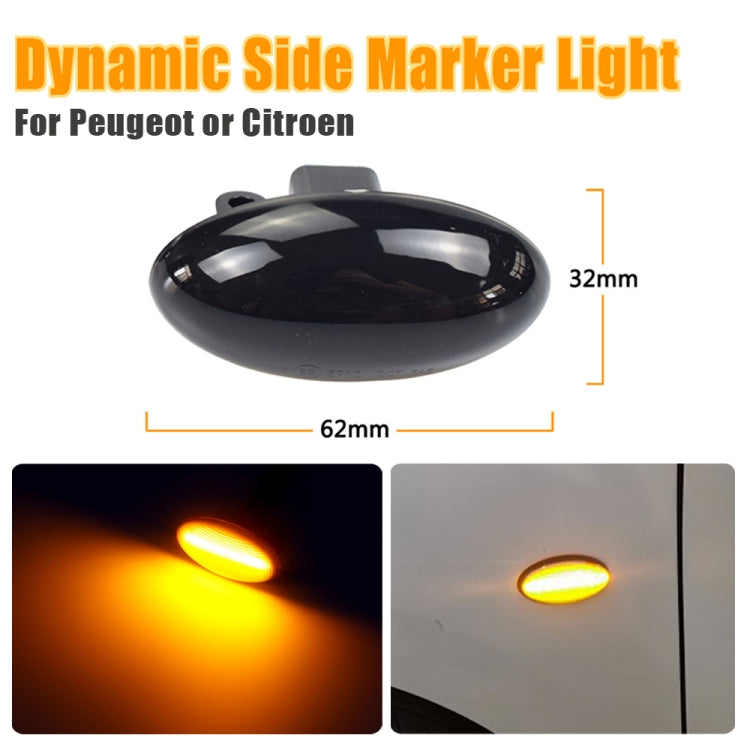2pcs For Peugeot 1007 Car Dynamic LED Fender Side Light 817300H010 (Transparent Black) - Arrow Turn Lights by PMC TechLife | Online Shopping South Africa | PMC TechLife | Buy Now Pay Later Mobicred