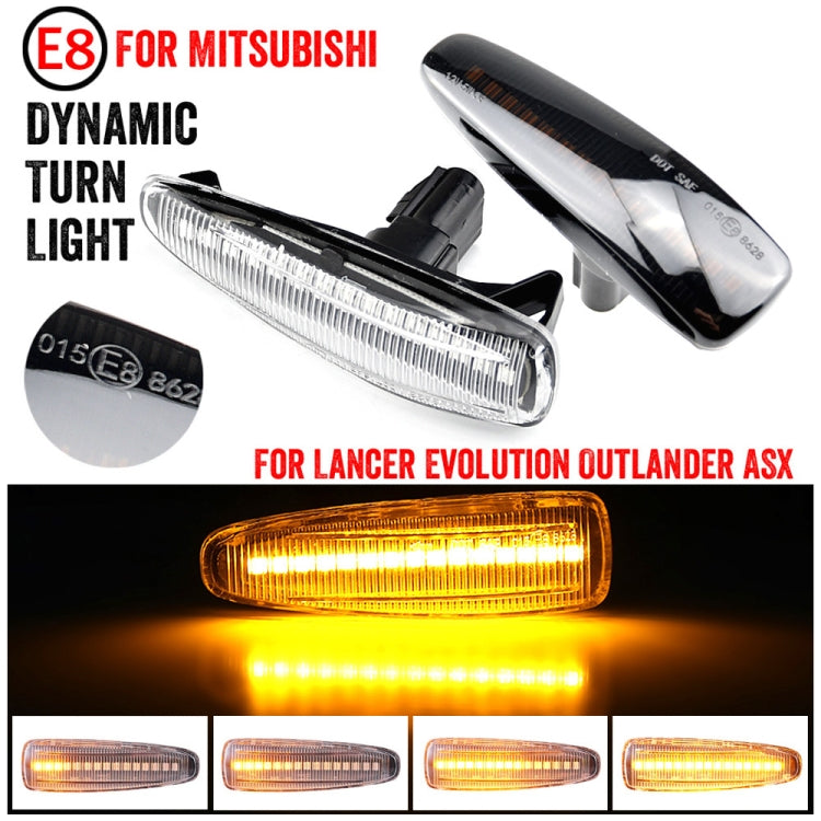 2pcs For Mitsubishi Lancer 2008-2018 Car Dynamic LED Fender Side Light (Transparent) - Arrow Turn Lights by PMC TechLife | Online Shopping South Africa | PMC TechLife | Buy Now Pay Later Mobicred