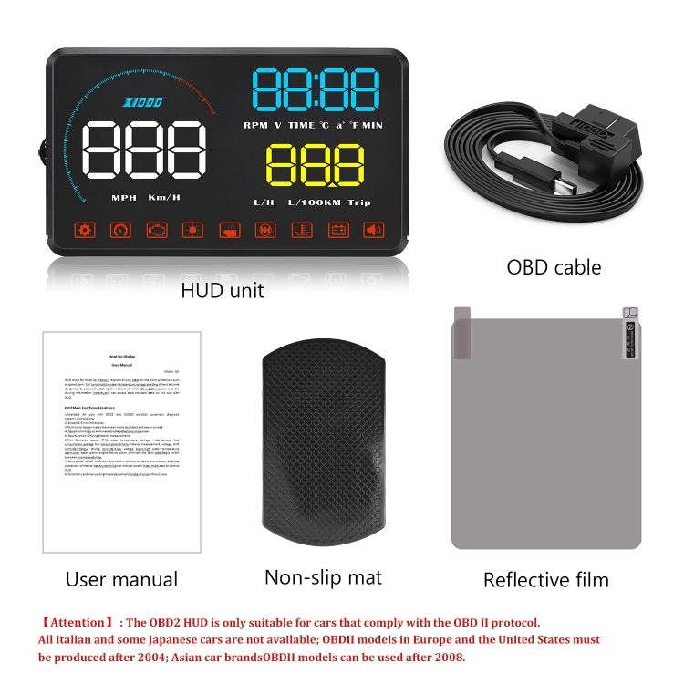A9 5.5 inch Universal Car OBD2 HUD Vehicle-mounted Head Up Display (Blue) - Head Up Display System by PMC TechLife | Online Shopping South Africa | PMC TechLife | Buy Now Pay Later Mobicred