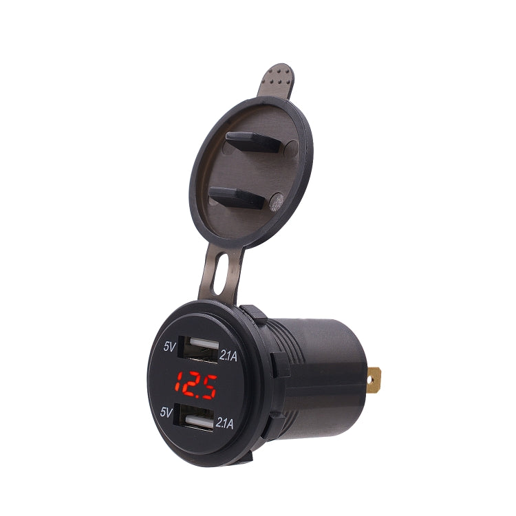 Universal Car Dual Port USB Charger Power Outlet Adapter 4.2A 5V IP66 with LED Digital Voltmeter + 60cm Cable(Red Light) - DIY Modified Charger by PMC TechLife | Online Shopping South Africa | PMC TechLife | Buy Now Pay Later Mobicred