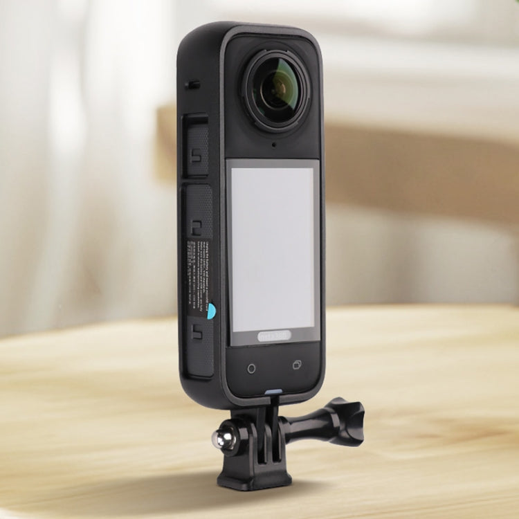 For Insta360 X4  PC Plastic Protective Frame with Adapter Mount & Screw (Black) - Mount & Holder by PMC TechLife | Online Shopping South Africa | PMC TechLife | Buy Now Pay Later Mobicred