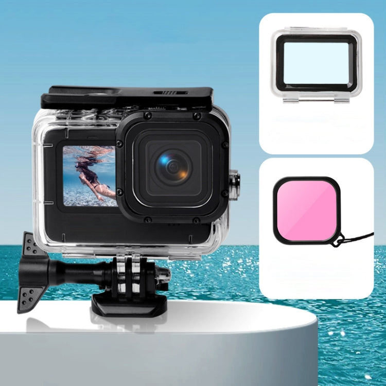 Waterproof Case + Touch Back Cover + Color Lens Filter for GoPro HERO10 Black / HERO9 Black (Pink) - Waterproof Cases by PMC Jewellery | Online Shopping South Africa | PMC Jewellery | Buy Now Pay Later Mobicred