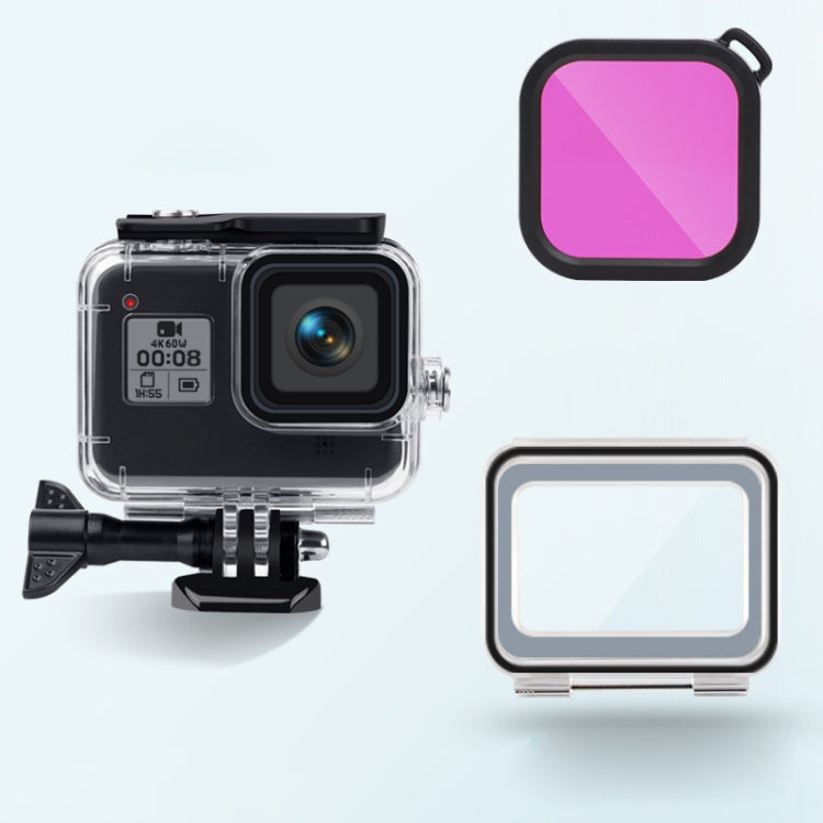 45m Waterproof Case + Touch Back Cover + Color Lens Filter for GoPro HERO8 Black (Purple) - Waterproof Cases by PMC Jewellery | Online Shopping South Africa | PMC Jewellery | Buy Now Pay Later Mobicred