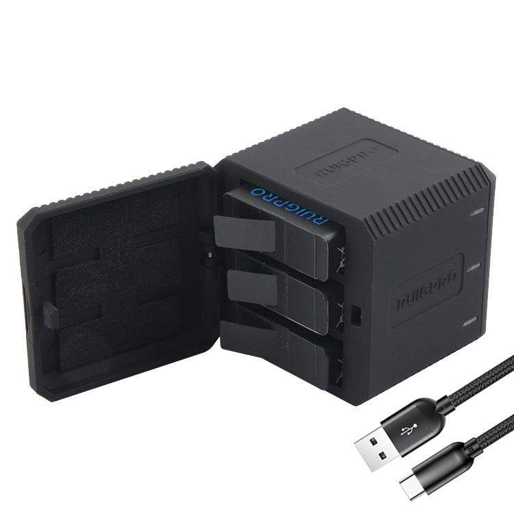 RUIGPRO USB Triple Batteries Housing Charger Box with USB Cable & LED Indicator Light for GoPro HERO6 /5(Black) - Charger by RUIGPRO | Online Shopping South Africa | PMC TechLife | Buy Now Pay Later Mobicred